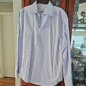 The Field Fine European Tailoring Light Blue Checkered Shirt Sz Large